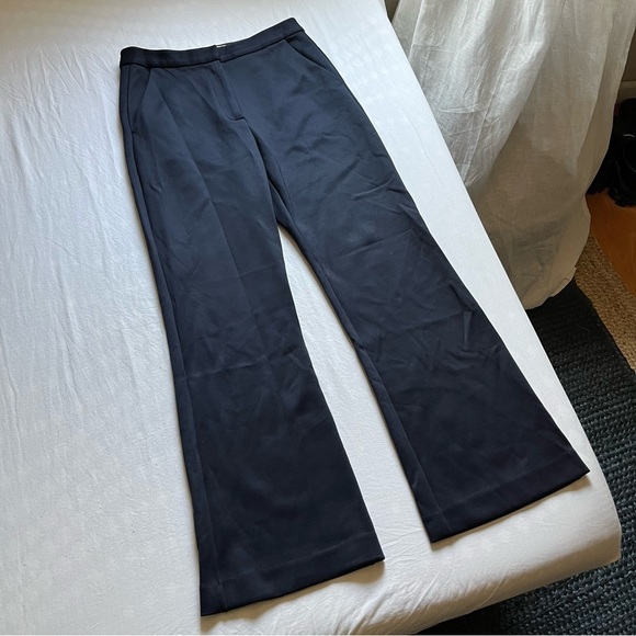 Self Portrait navy blue wide flare bootcut pants